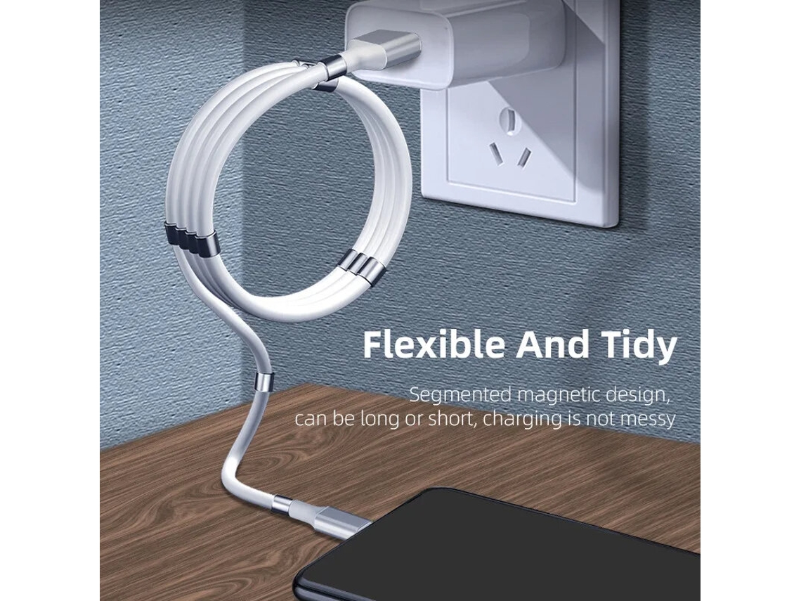 Cabo Magnético Usb-a Para Tipo-c De 3a Com Carregamento Rápido E Transmiss?o De Dados, 1 M/1,8 M De Comprimento