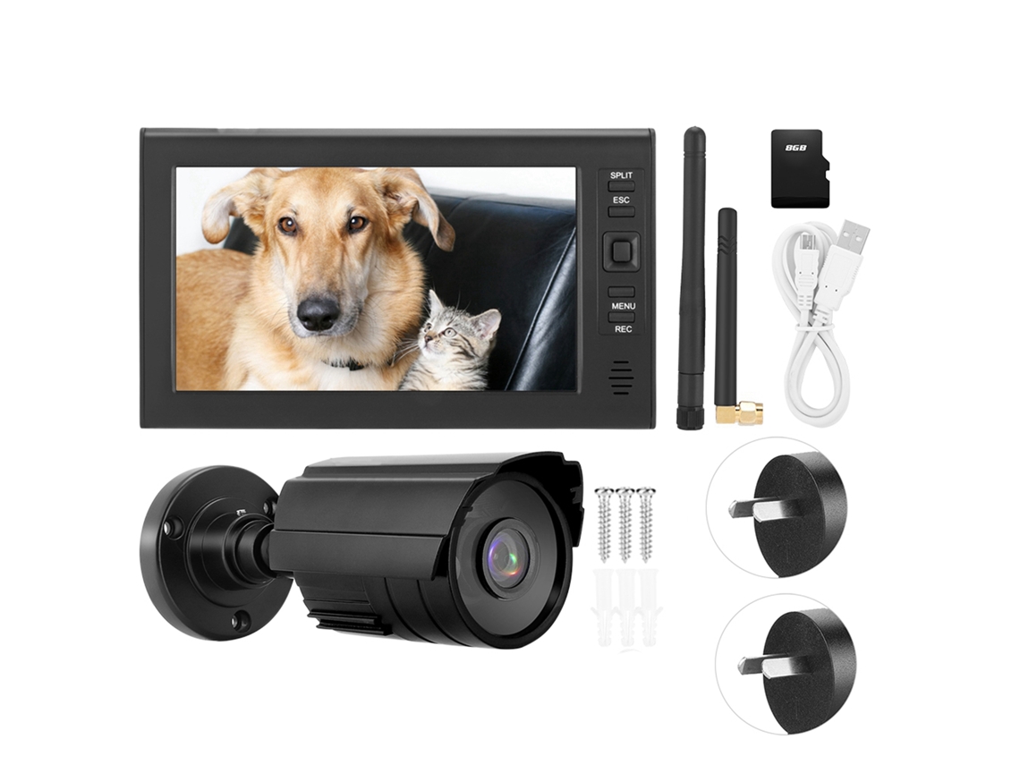 Kit De Monitoramento Sem Fio Wifi De 7 Polegadas, Ecrã De 4 Canais Com Câmara (qualidade Hd, Visualização Remota)
