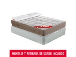 Pack PIKOLIN Sommier Branco + Colchão de Molas Snow + Almofada Grátis (150 x 200 - 62 Cm de Altura)
