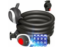 Cadeado antifurto AQUAFORGE, 12 mm, 120 cm, 4 dígitos, combinação, segurança diária
