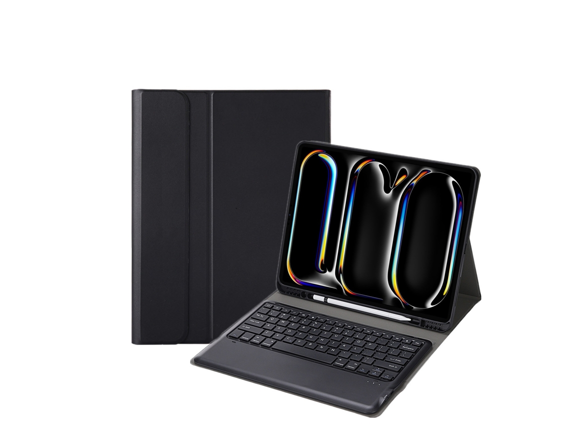 Lurelia Capa Com Teclado Bluetooth Para Ipad Air 132024 Teclado Bluetooth, Layout Pt, Preto E Preto