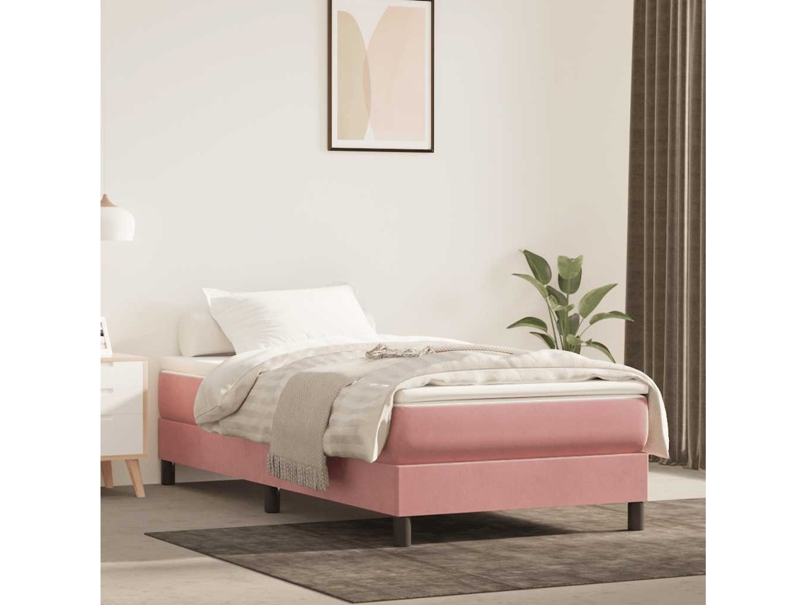 Vidaxl Colchão De Molas Ensacadas Firmeza Média 90x220x20 Cm Veludo Rosa