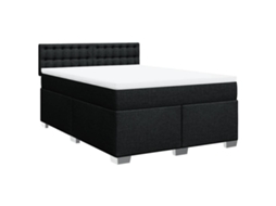 Cama com Molas/colchão 140x190 Cm Tecido Preto MAISON EXCLUSIVE