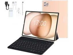 Tablet VANWIN V62 Teclado Bluetooth Capa de Couro Auriculares Caneta Stylus (10.1 - 64 GB - 4 GB RAM - Wi-Fi4G - Dourado)