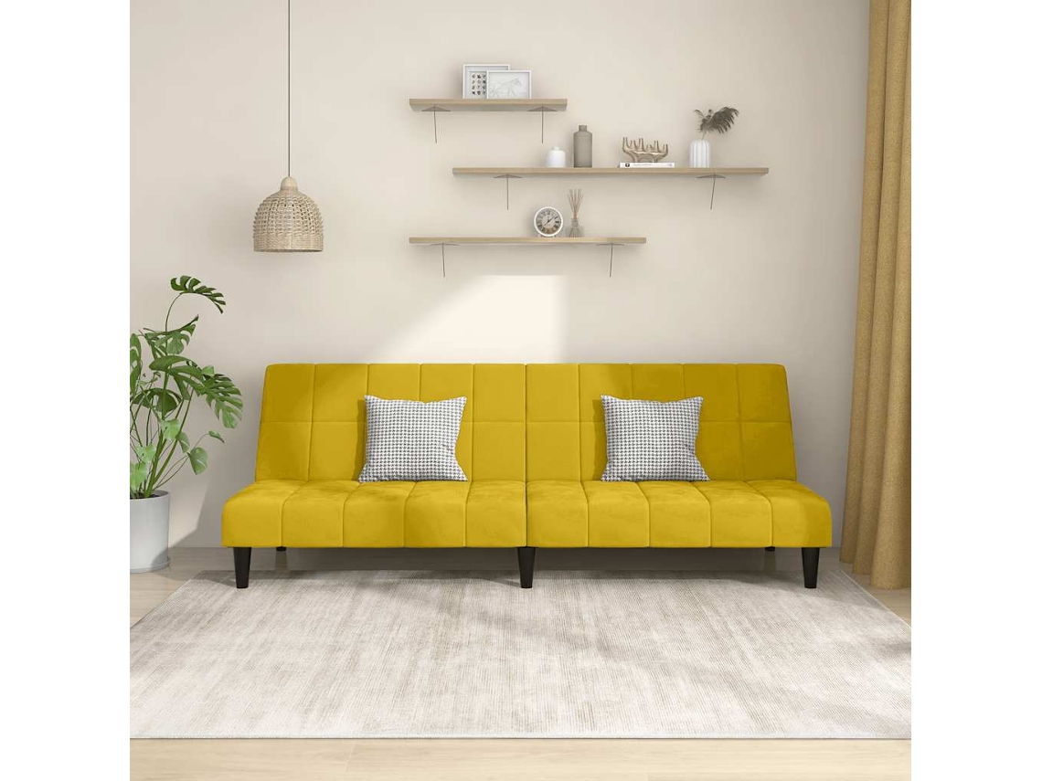 Vidaxl Sofá-cama De 2 Lugares Veludo Amarelo