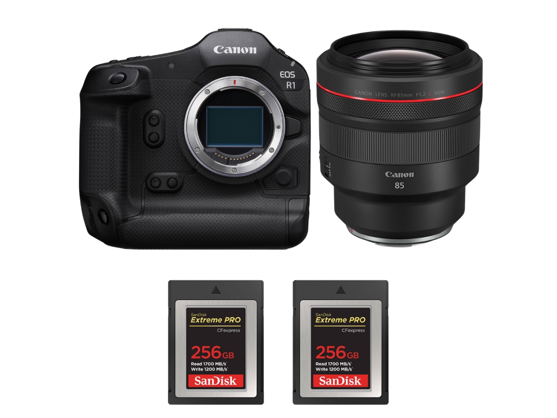 Eos R1 + Rf 85mm F/1.2 L Usm + 2 Sandisk 256gb Extreme Pro Cfexpress Type B + Ebook “20 Dicas para Fotos Que Impressionam” CANON