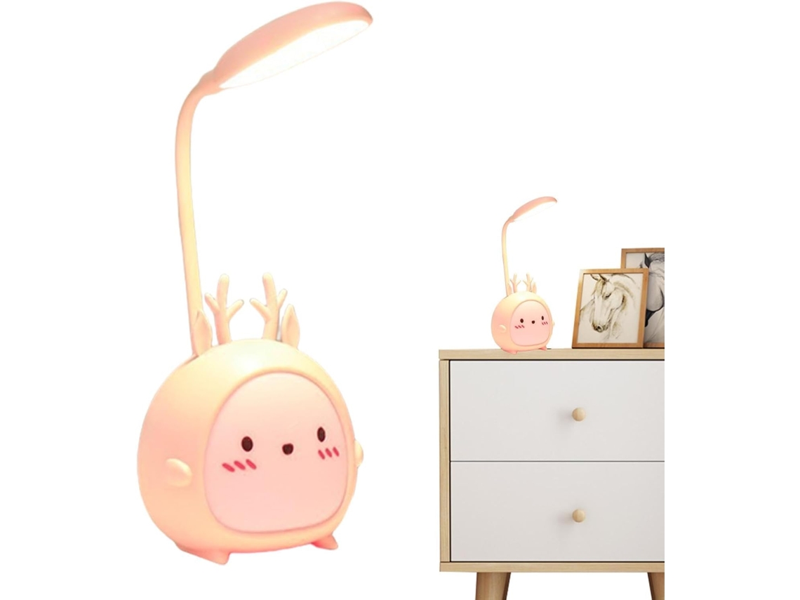 Abajur de mesa em formato de design animado, com 3 modos de iluminação, luminária suave em formato de cerâmica para quarto –
