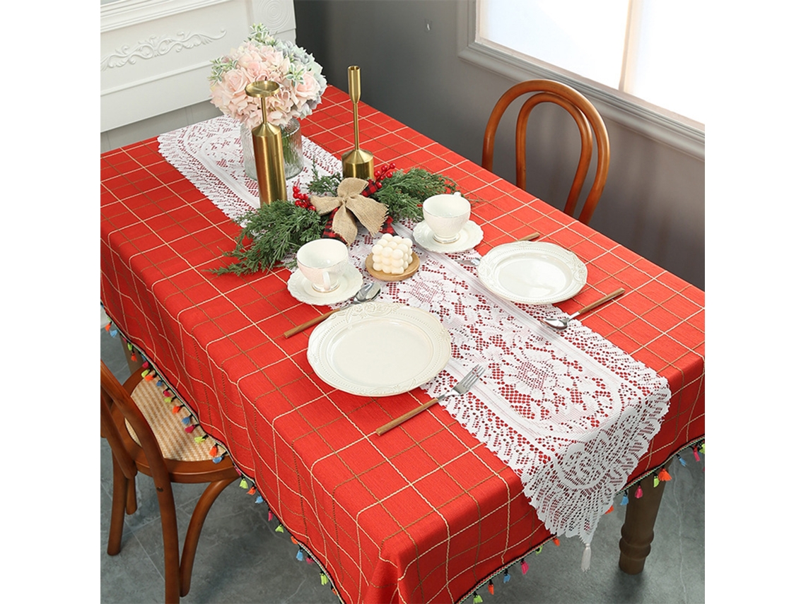 Runner De Mesa De Natal Branco Com Proteção Decorativa