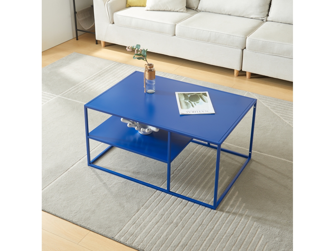 Mesa de Centro Solund Retangular em Aço 45X90X60 Cm Azul Marinho [EN.CASA]