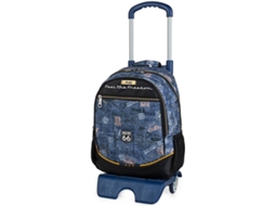 Mochila com Trolley ROUTE 66 Infantil Duplo Compartimento (42 x 33 x 15 cm - Preto)