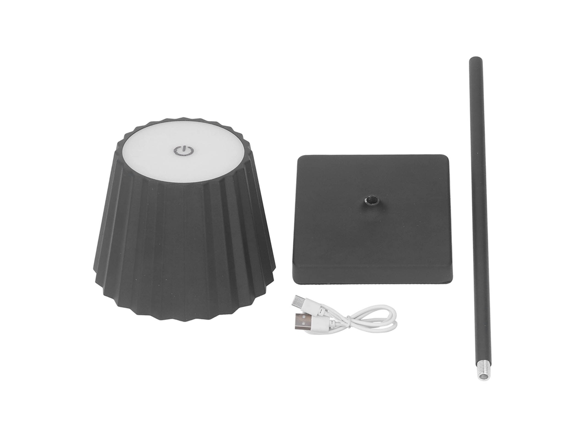 Lâmpada de Mesa Recarregável Led Toque Dimmer para Quarto Sala Preto | S/MARCA