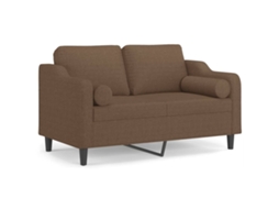 Maison Exclusive - Sofá 2 Lugares + Almofadas Decorativas 120 Cm Tecido Castanho