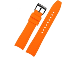 Pulseira de couro com 24 Mm Confortável Água Resistente Fivela Aço Inoxidável S/MARCA