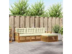 Vidaxl Conjunto De Sofás Para Exterior Com Almofada Natural E Creme