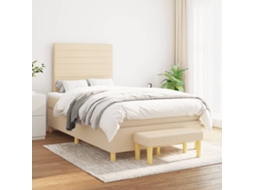 Vidaxl Cama Com Molas/colchão 120x200 Cm Tecido Cor Creme