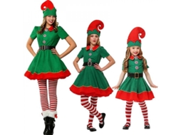 2026 traje de Elfo de Natal para Família Adultos Crianças Disfarce Auxiliar de Papai Noel Festa Cosplay 170 Cm Mulheres