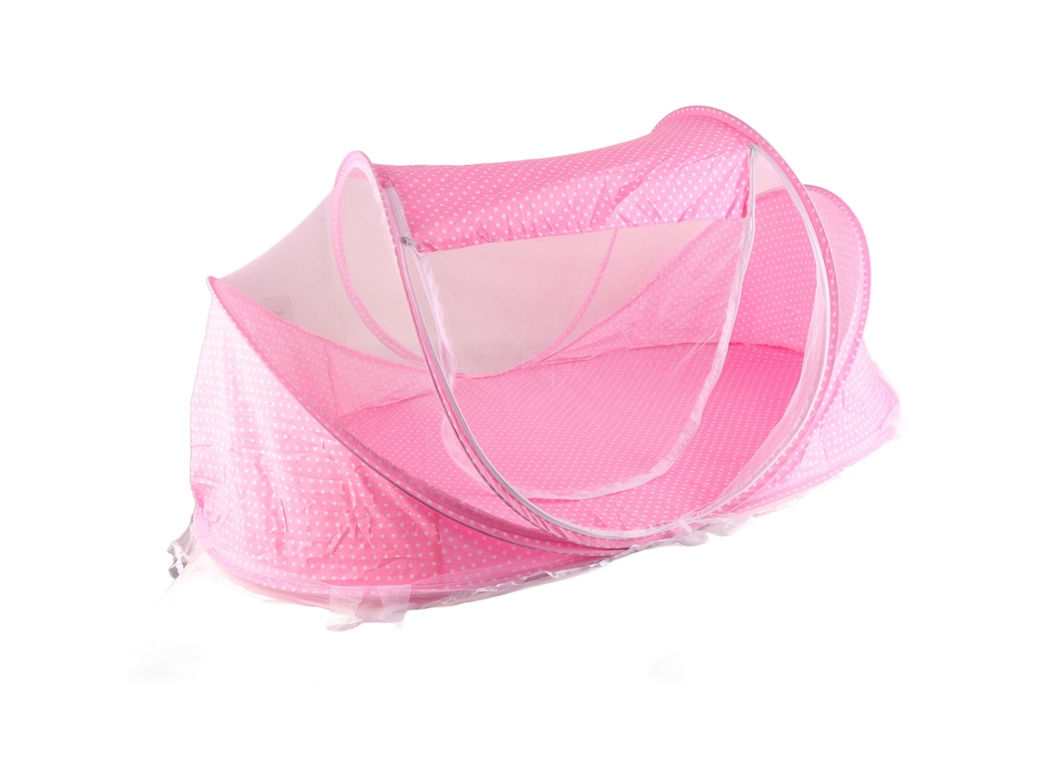 Mala Rede Berço Dobrável Portátil com Travesseiro Rosa Bebê