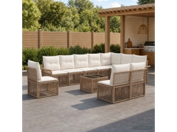 Vidaxl Conjunto De Sofá De Jardim 11 Unid. Bege Vime Pe
