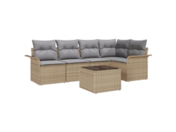 Conjunto 6 Conjunto De Sofás Para Exterior Vidaxl Bege Vime Pe (242,5 X 132,5 X 69 Cm)