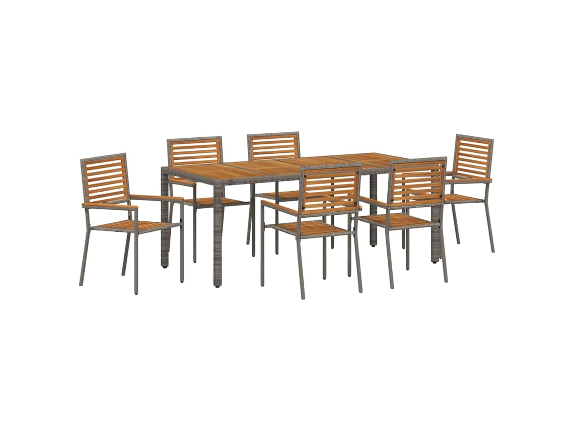 Maison Exclusive - Conjunto Jantar Para Jardim 7 Peças Cinza E Marrom Vime Pe