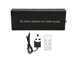 Comutador Interface Multimídia Hd 4k 4 em 1 com Controle Remoto Plug Uk 4x1 Switcher