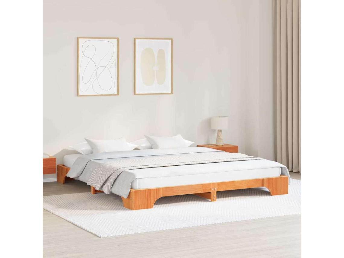 Vidaxl Estrutura Da Cama Marrom Cera 200 X 200 Cm