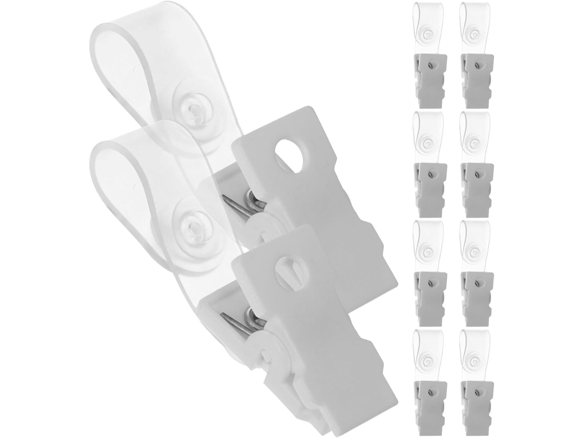 Conjunto De 100 Prendedores De Crachá Em Pvc Branco Com Cordão, Fáceis De Transportar, Com Design Simples E