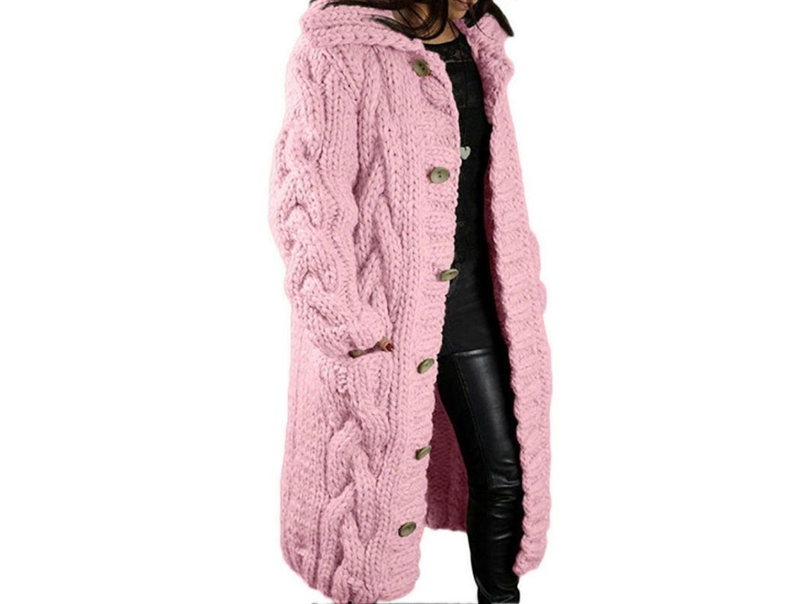 Cardigan De Inverno Feminino Plus Size: Conforto E Estilo Para Outono E Inverno Com Tamanhos Até 5xl Rosa Claro