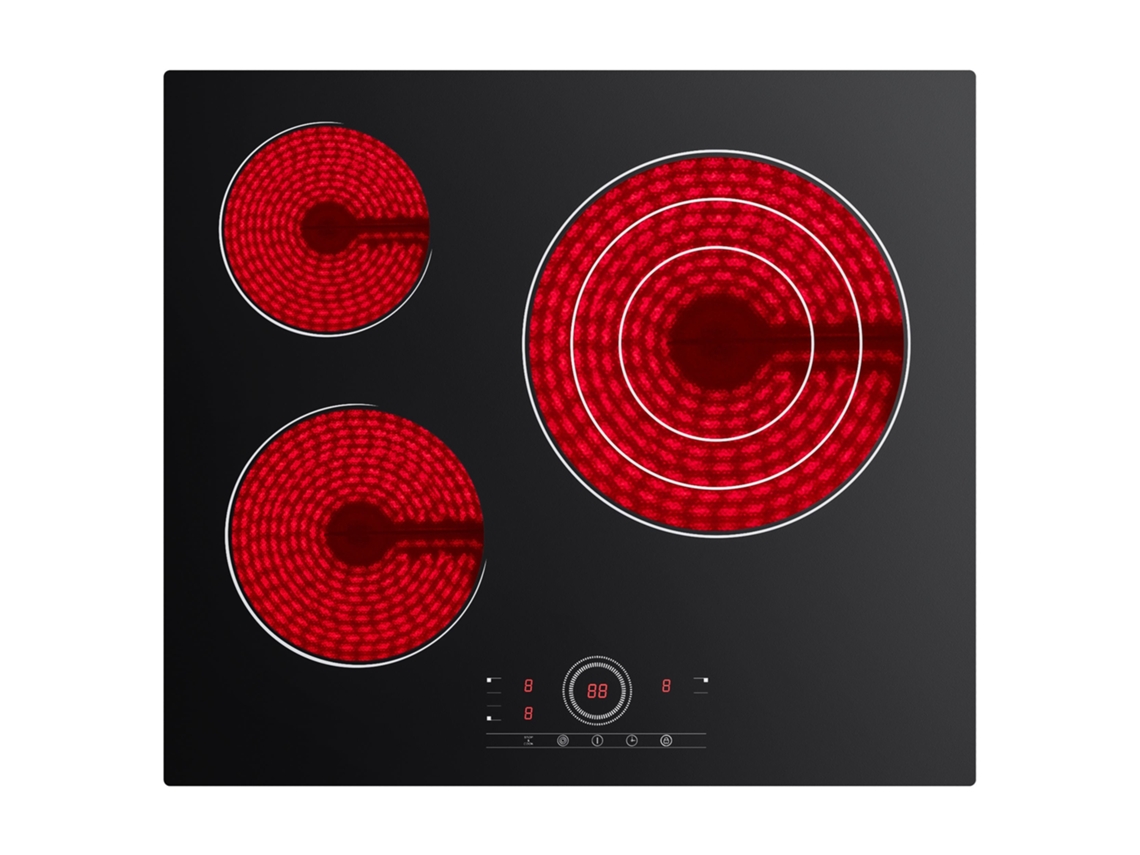 Placa De Vitrocerâmica Ciarra com 3 Zonas 5700w 59cm Touch Control 9 Niveles Cdver573 Cdv