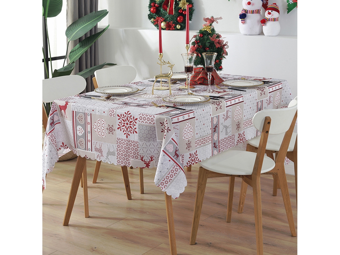Toalha De Mesa De Natal (impermeável, Borda De Renda Ondulada) Eoocoo