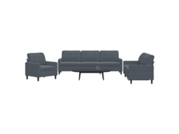 Vidaxl 3 Pcs Conjunto De Sofás Com Almofadões Veludo Cinzento-escuro