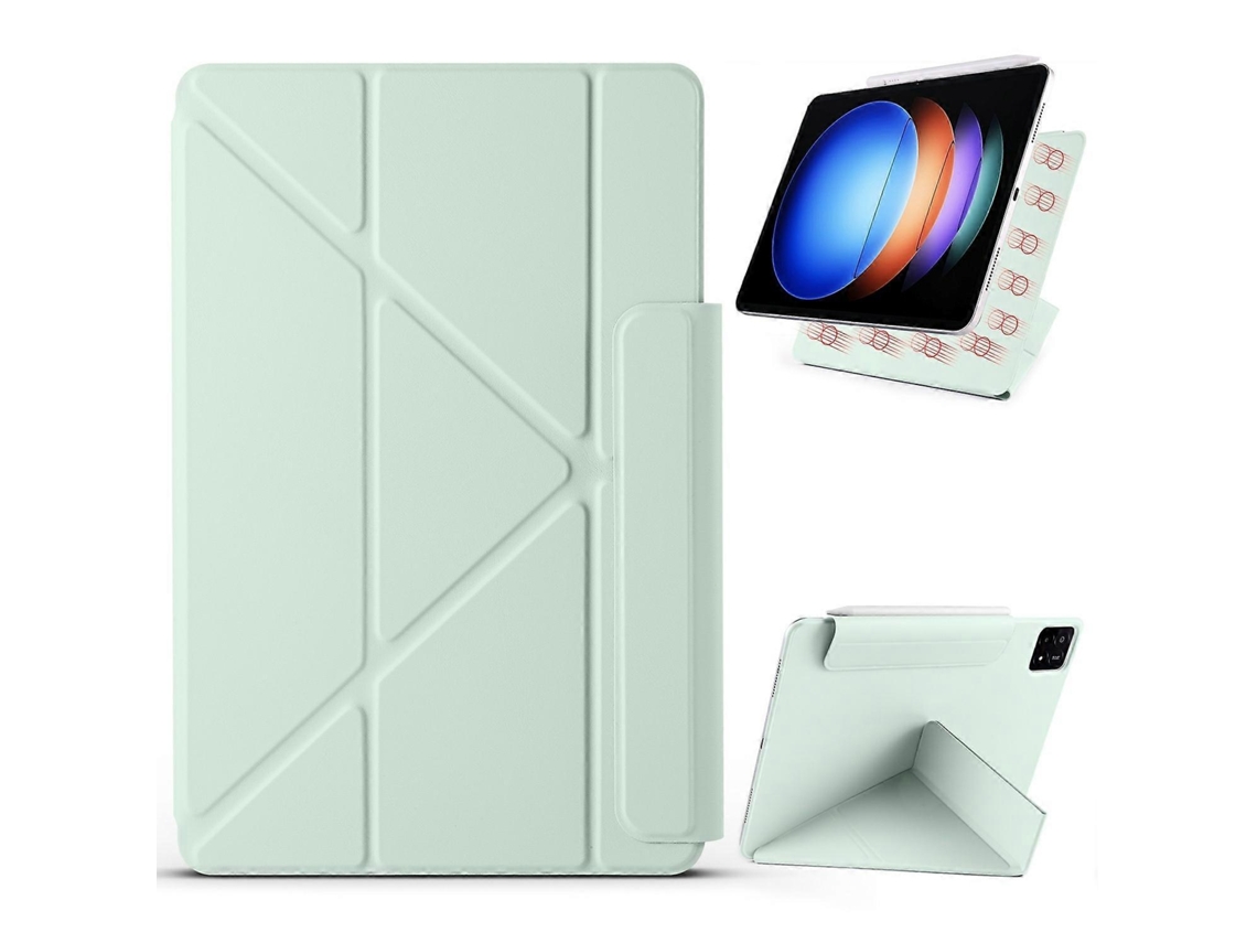 Capa Protetora Em Couro Pu Com Suporte E Ativação Automática Para Xiaomi Pad 6s Pro 12,4 Polegadas, Verde Claro Elysve