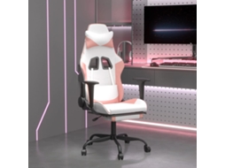 Vidaxl Cadeira Gaming Com Apoio P/ Pés Couro Artificial Branco E Rosa