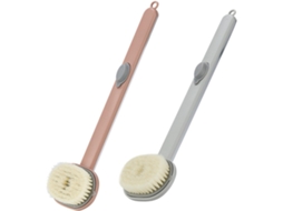 Conjunto Toyandona Com 2 Escovas De Banho Cabo Longo, Escovas Esfoliantes De Cerdas Macias, Cinza E Rosa, Acessórios De