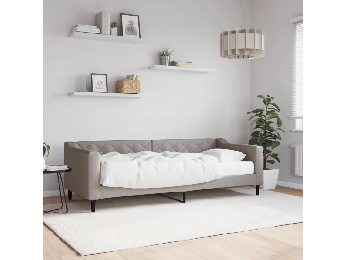 Vidaxl Sofá-cama Com Colchão 80x200 Cm Tecido Cinzento-acastanhado