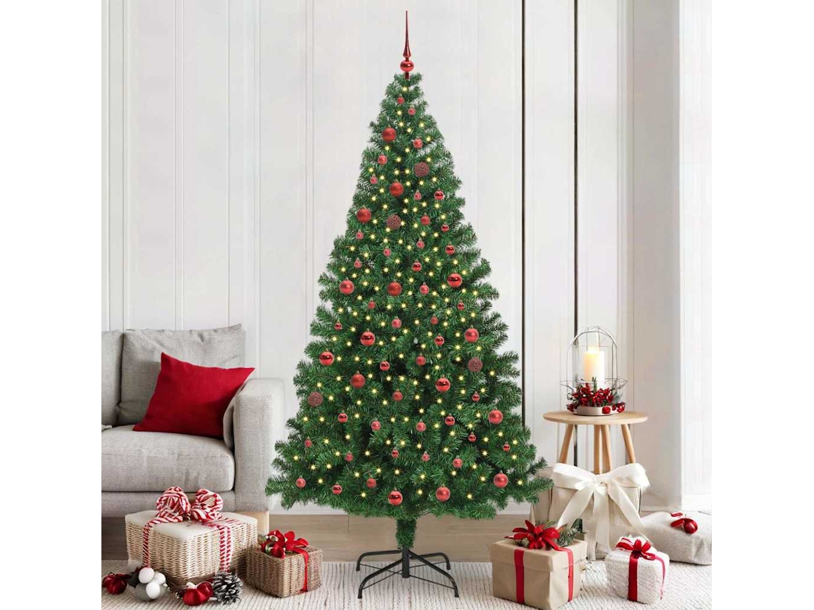 Vidaxl Árvore De Natal Artificial Verde 210 Cm Pvc, Aço E Plástico
