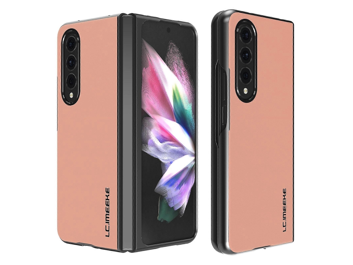 Capa Protetora Completa Em Couro Liso Resistente A Impactos Lc.imeeke Para Samsung Galaxy Z Fold4 5g.