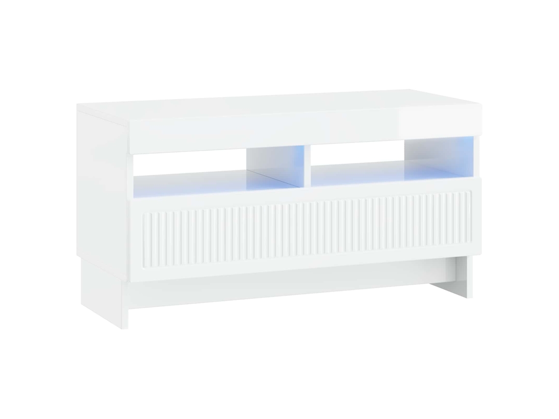 Vidaxl Gabinete De Tv Led Branco Brilhante Derivados De Madeira