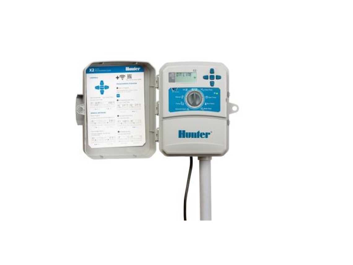 Programador Elétrico HUNTER X2-1401-E com WiFi para 14 Zonas Controle Eficiente de Irrigação O Programador Elétrico HUNTER X2 (X2-1401-E) permite