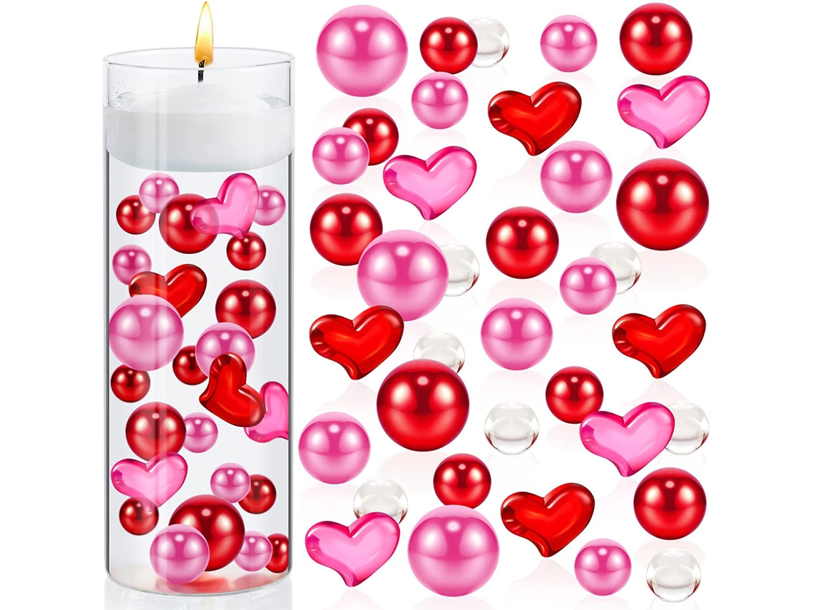 Laxiscreed Vaso De Pérolas Com Bolas De Gel Decorativas Para São Valentim, Sem Frasco Ou Vela