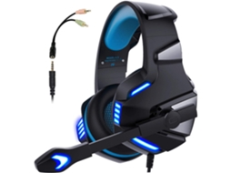 Auricular V3 Para Pc/ps4/switch Com Mic Cancelador De Ruído, Luz Led, Som Surround Preto Azul. Sfushos