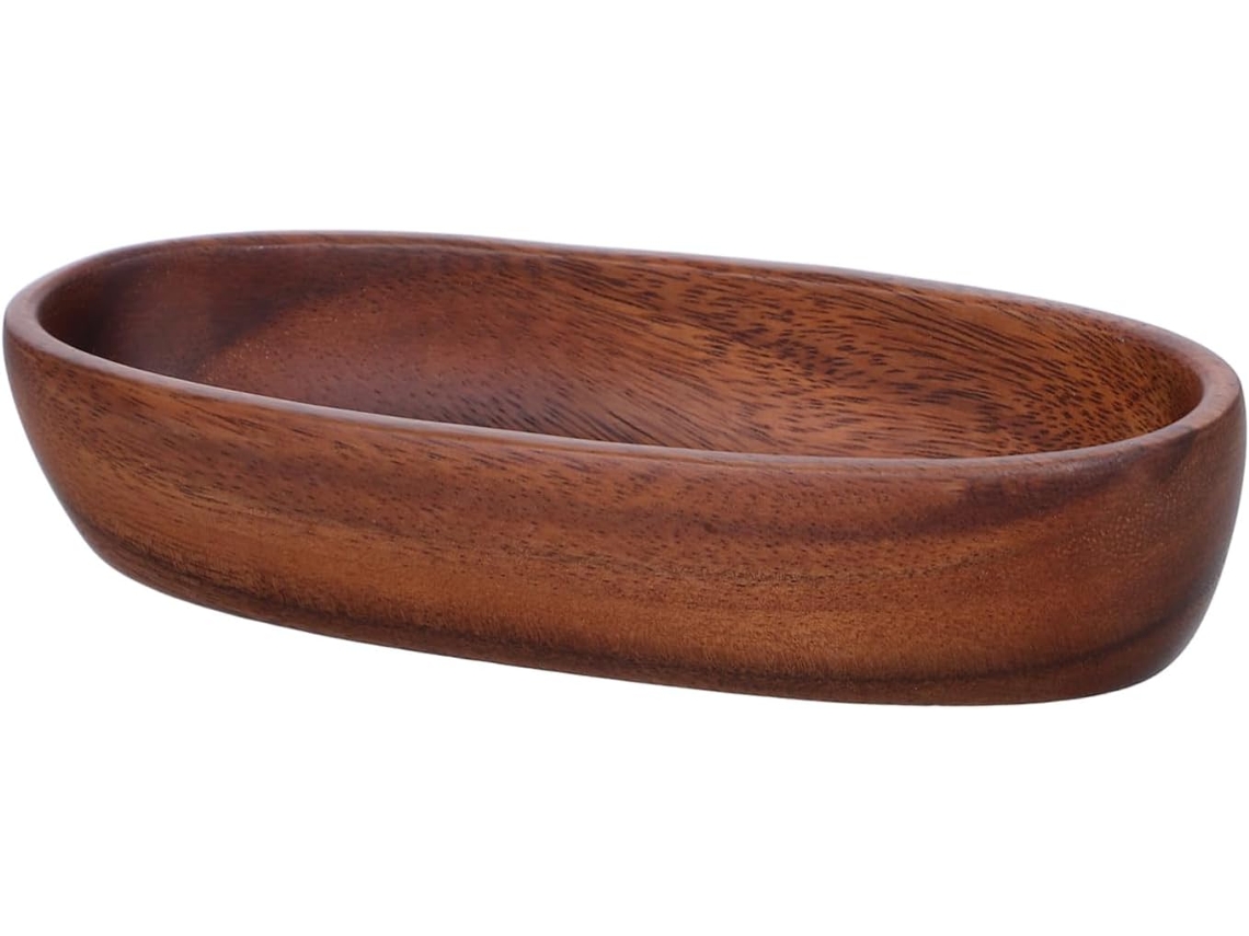 Bandeja Em Formato De Barco Para Servir Aperitivos, Saladeira De Madeira Para Frutas E