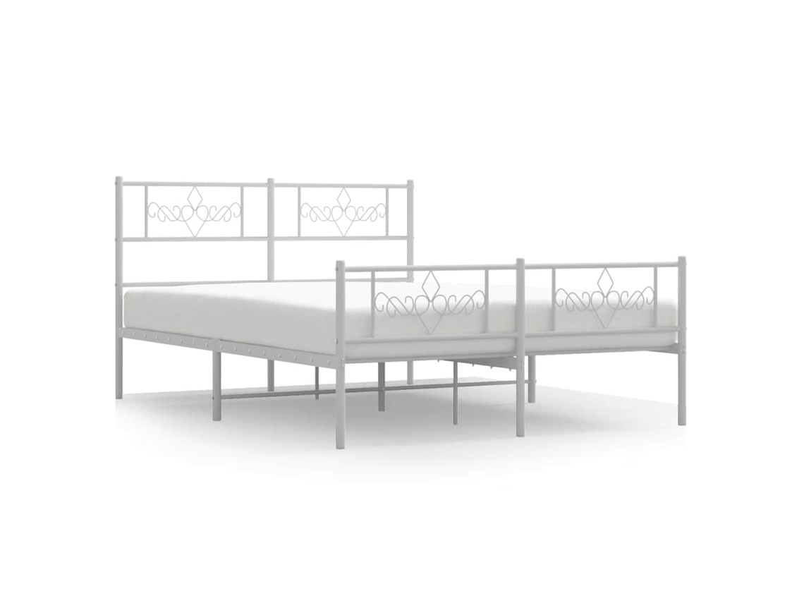 Bed Frame, Bed Frames Vidaxl Branco Aço (135 X 190 Cm)