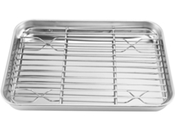 Assadeira E Grelha Para Forno Elétrico De 23 Cm, Assadeira Pequena De Aço Inoxidável Com Grelha De R Gokoco