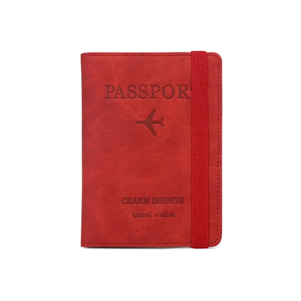 Porta-passaporte Rfid Com Clipe Para Passaporte, Vermelho