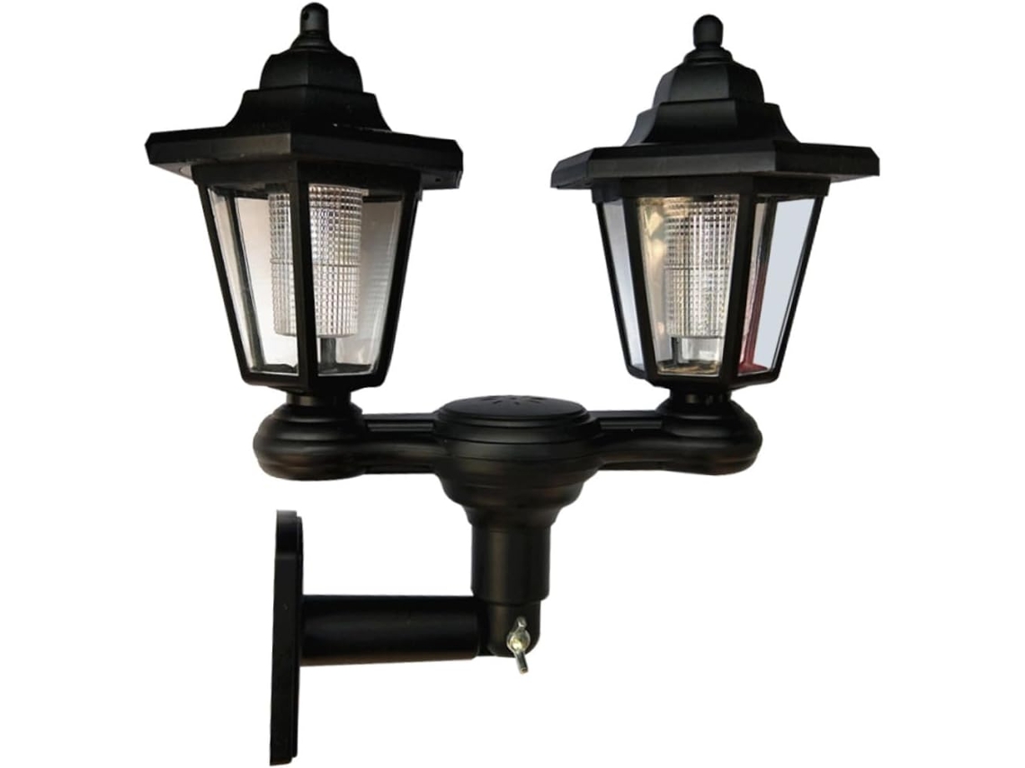 Luminária De Parede Solar Com Led Branco Frio De Duas Lâmpadas Para Jardim, Pátio E Terraço. Gokoco