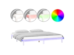 Estrutura de Cama com Leds MAISON EXCLUSIVE em Madeira Maciça Branco (160x200 cm)