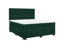 Cama com Molas/colchão 200x200 Cm Veludo Verde escuro MAISON EXCLUSIVE