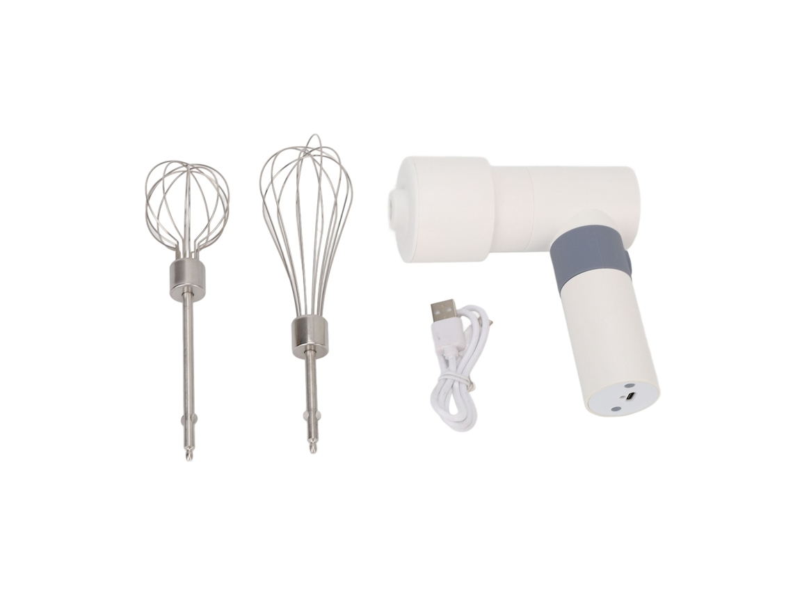 Batedor Elétrico de Mão Sem Fio Recarregável 2000mah Aço Inox Bateria Branco Quente S/MARCA