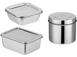Conjunto De 3 Lancheiras Bento Com Tampa Aço Inoxidável, Prata